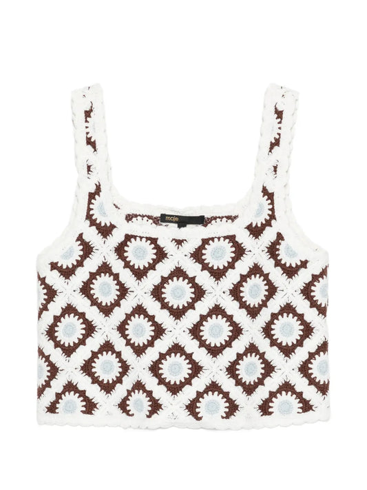 Top de ganchillo con motivo floral