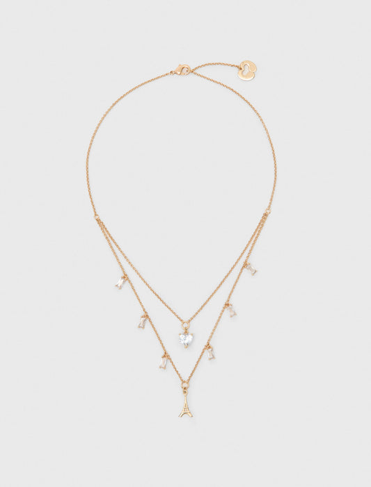 Collar doble con charms de strass