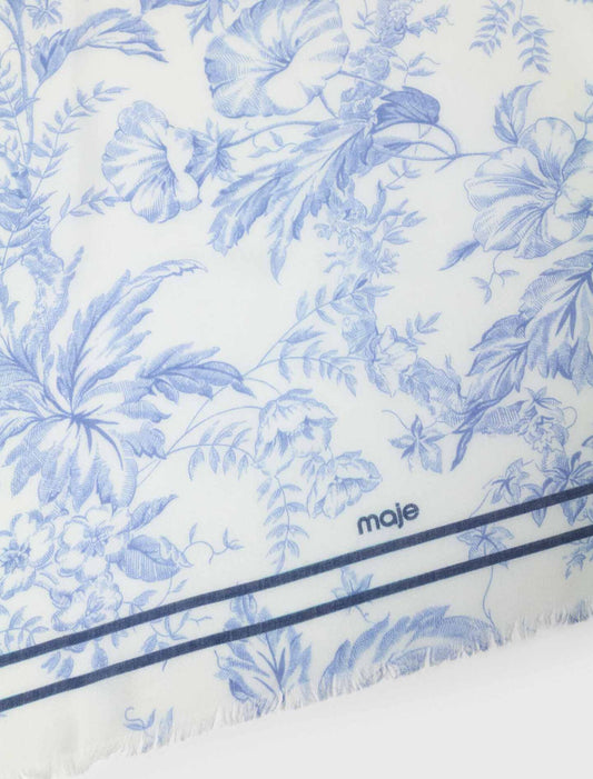 Chal de lana mixta estampado floral
