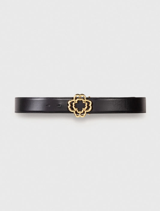 Cinturón de piel con logotipo Clover
