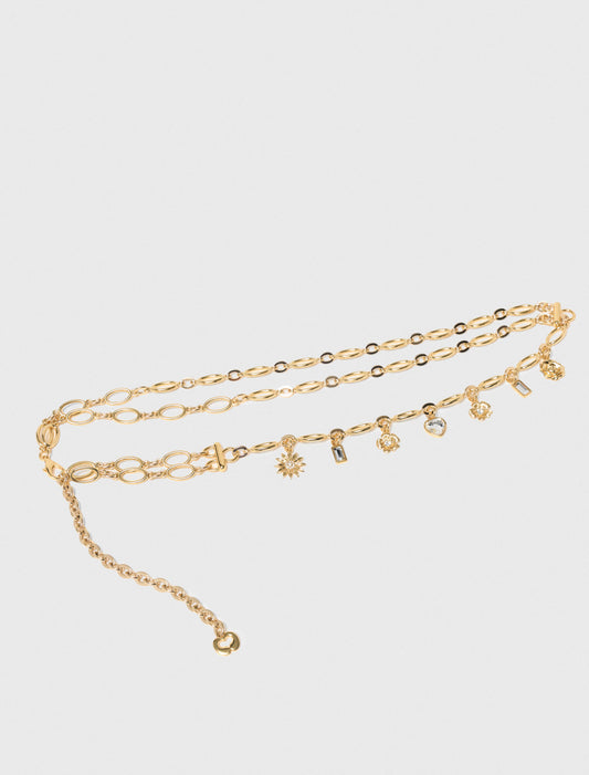 Cinturón de cadena doble con charms