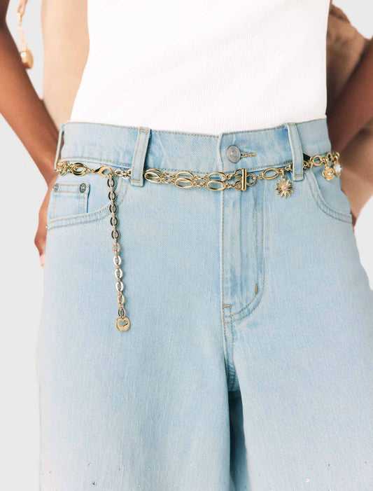 Cinturón de cadena doble con charms