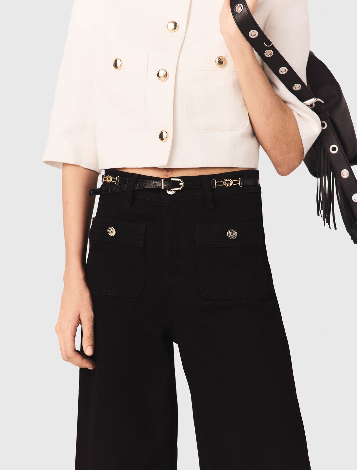 Cinturón fino de piel efecto croco