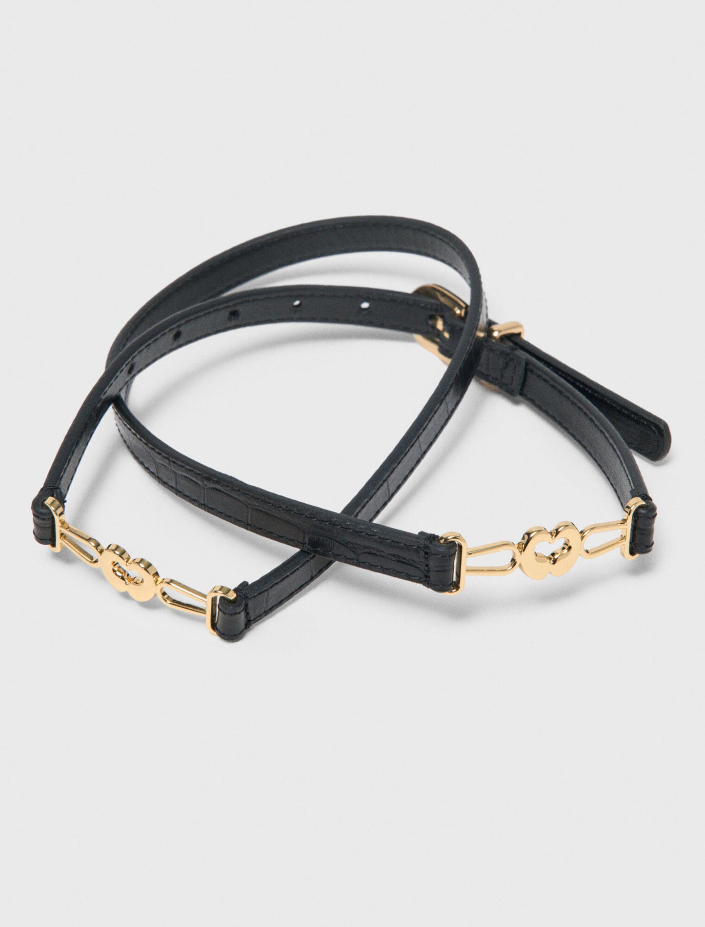 Cinturón fino de piel efecto croco