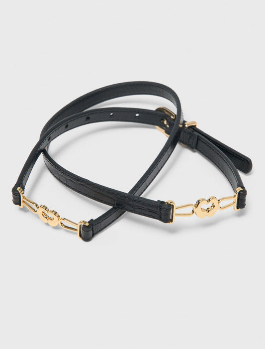 Cinturón fino de piel efecto croco