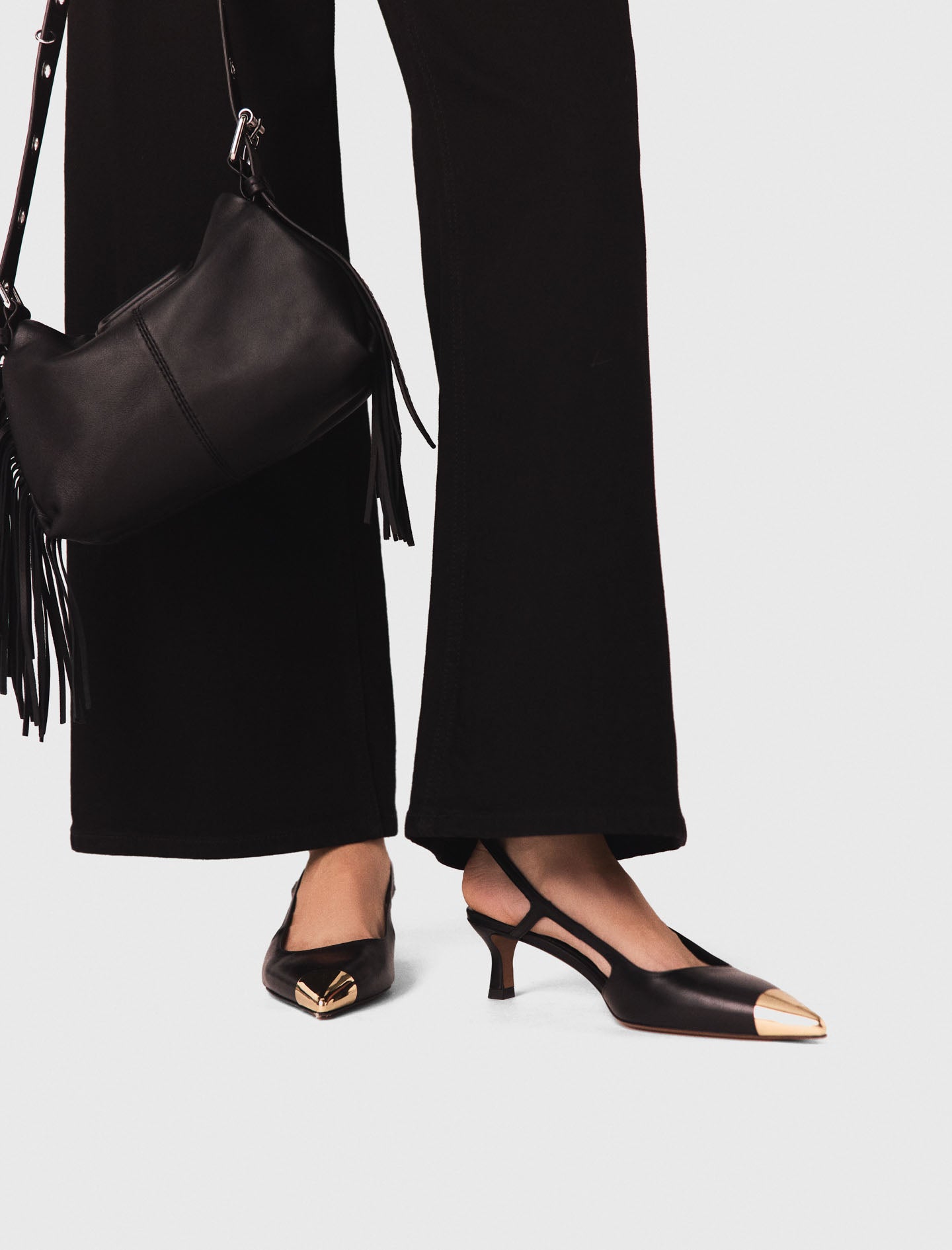 Zapatos de tacón slingback de piel