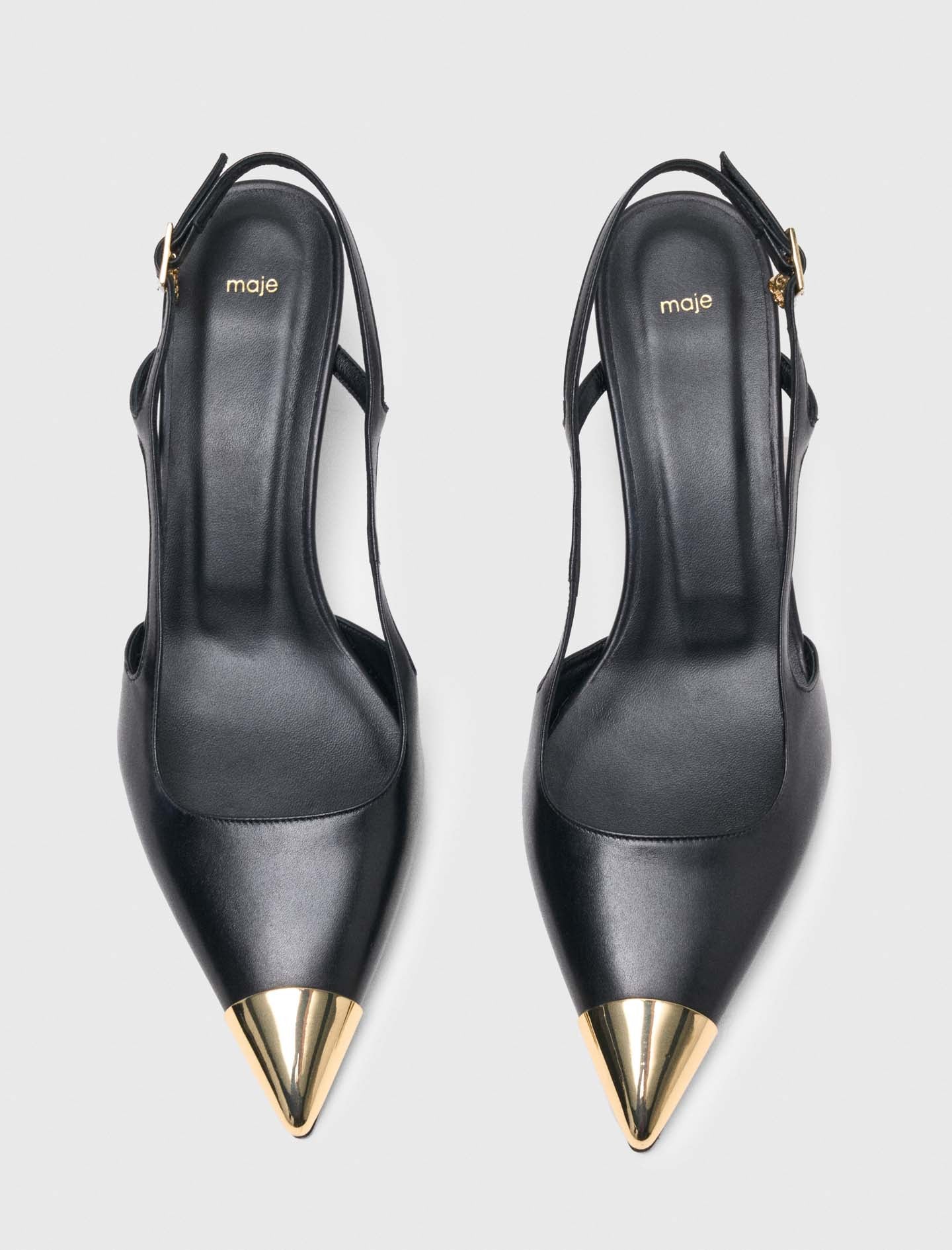 Zapatos de tacón slingback de piel