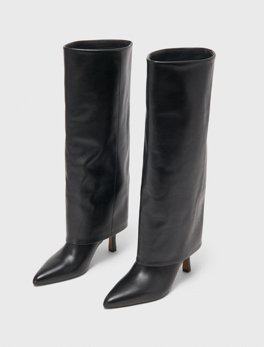 Botas tubulares de tacón de piel