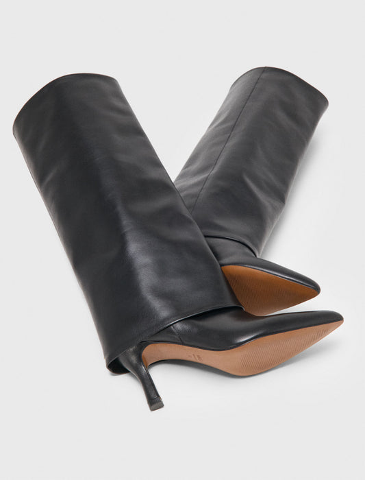 Botas tubulares de tacón de piel
