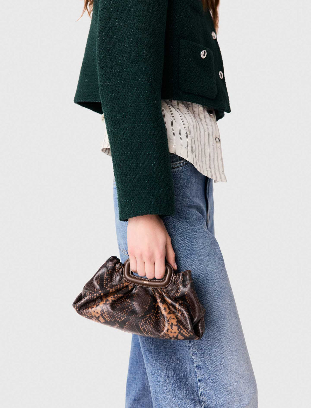 Milpli mini Clutch de piel grabada