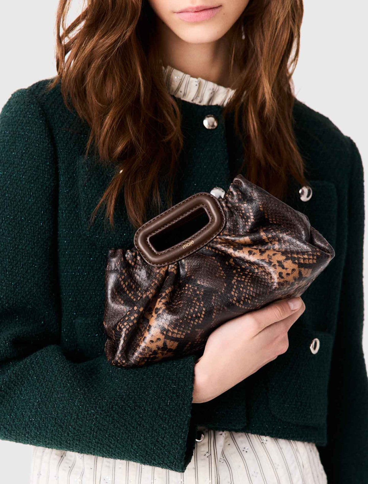 Milpli mini Clutch de piel grabada