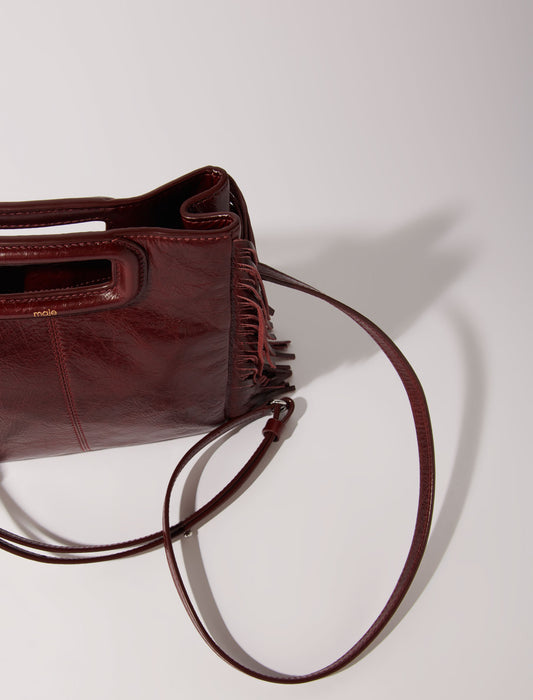 Bolso M de cuero agrietado