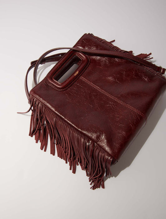 Bolso M de cuero agrietado