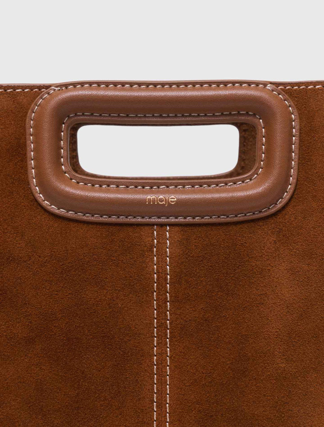 Bolso M de ante pespunteado