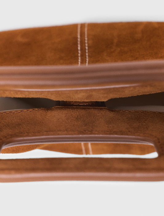 Bolso M de ante pespunteado