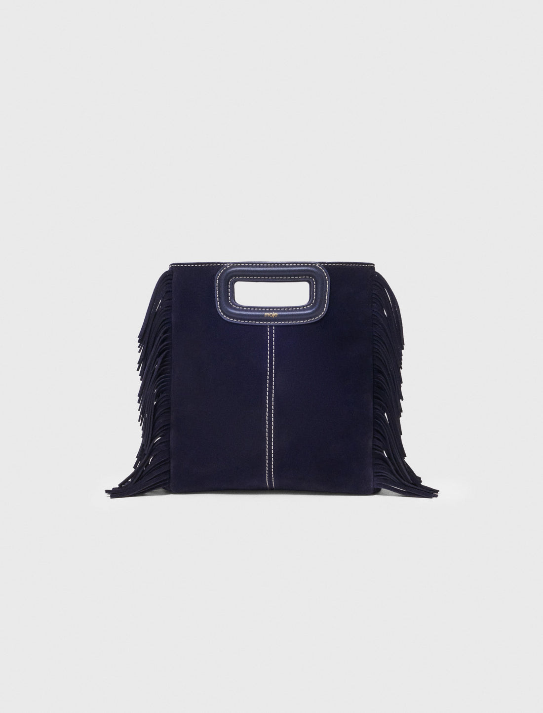 Bolso M de ante pespunteado