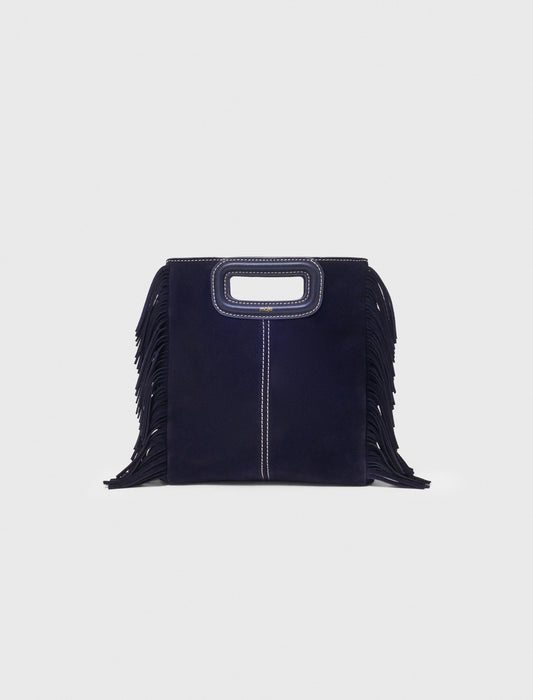 Bolso M de ante pespunteado