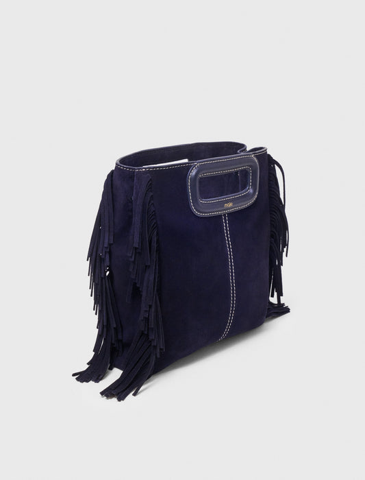 Bolso M de ante pespunteado