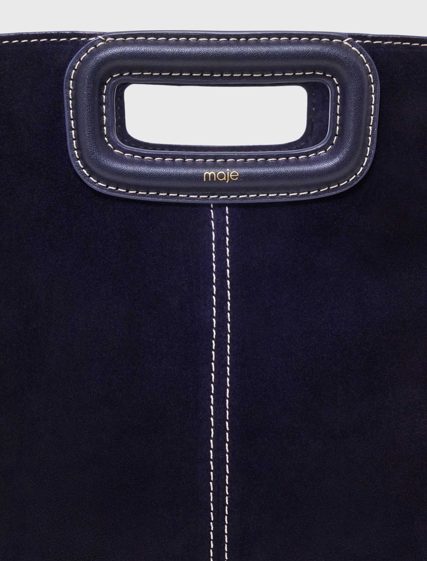 Bolso M de ante pespunteado