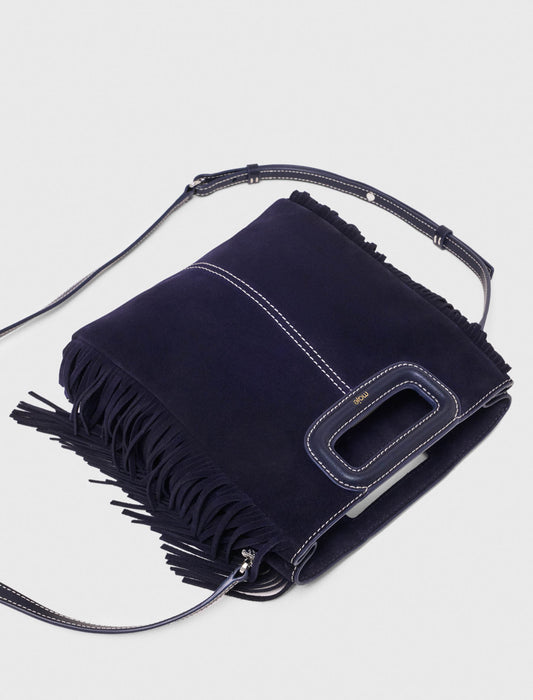 Bolso M de ante pespunteado