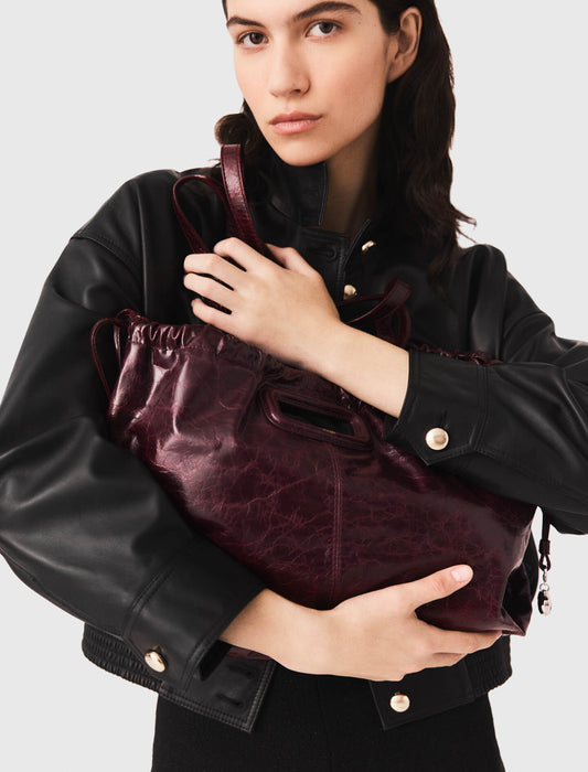 Bolso M Tote de cuero craquelado