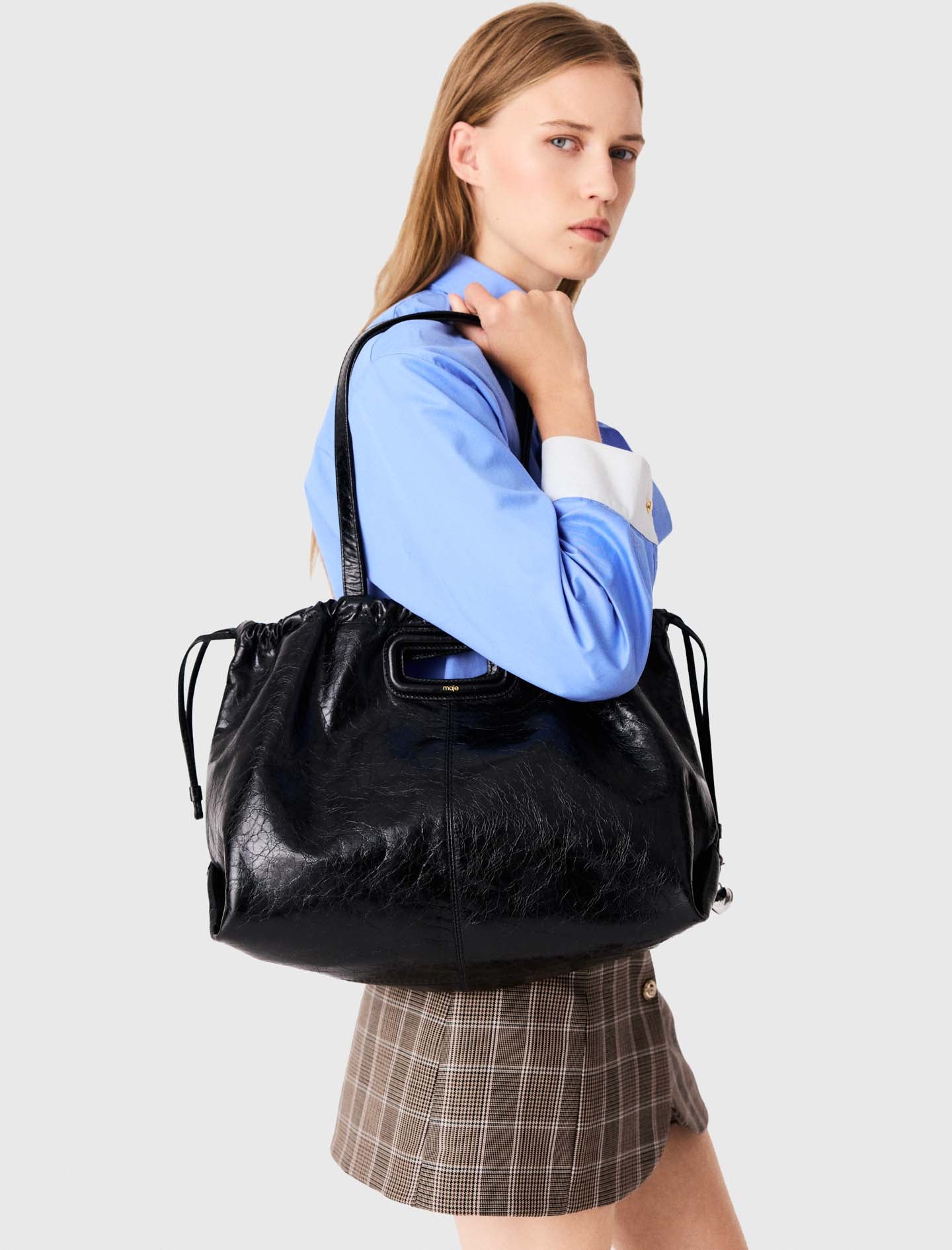 Bolso M Tote de cuero craquelado
