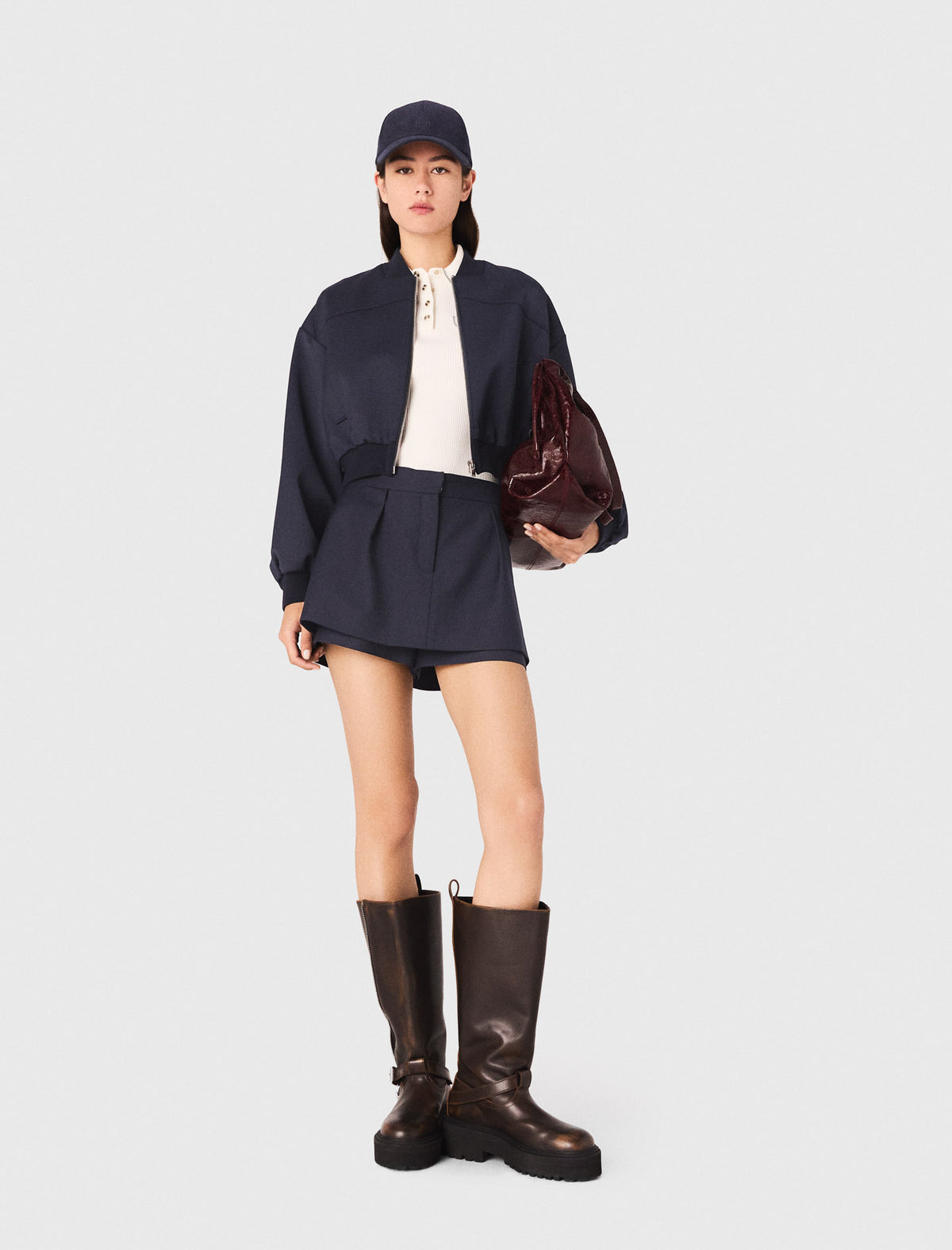 Bomber con cremallera de lana mixta