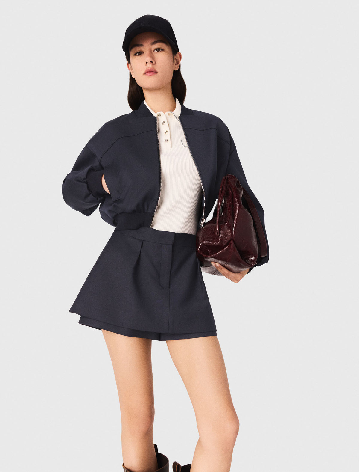 Bomber con cremallera de lana mixta