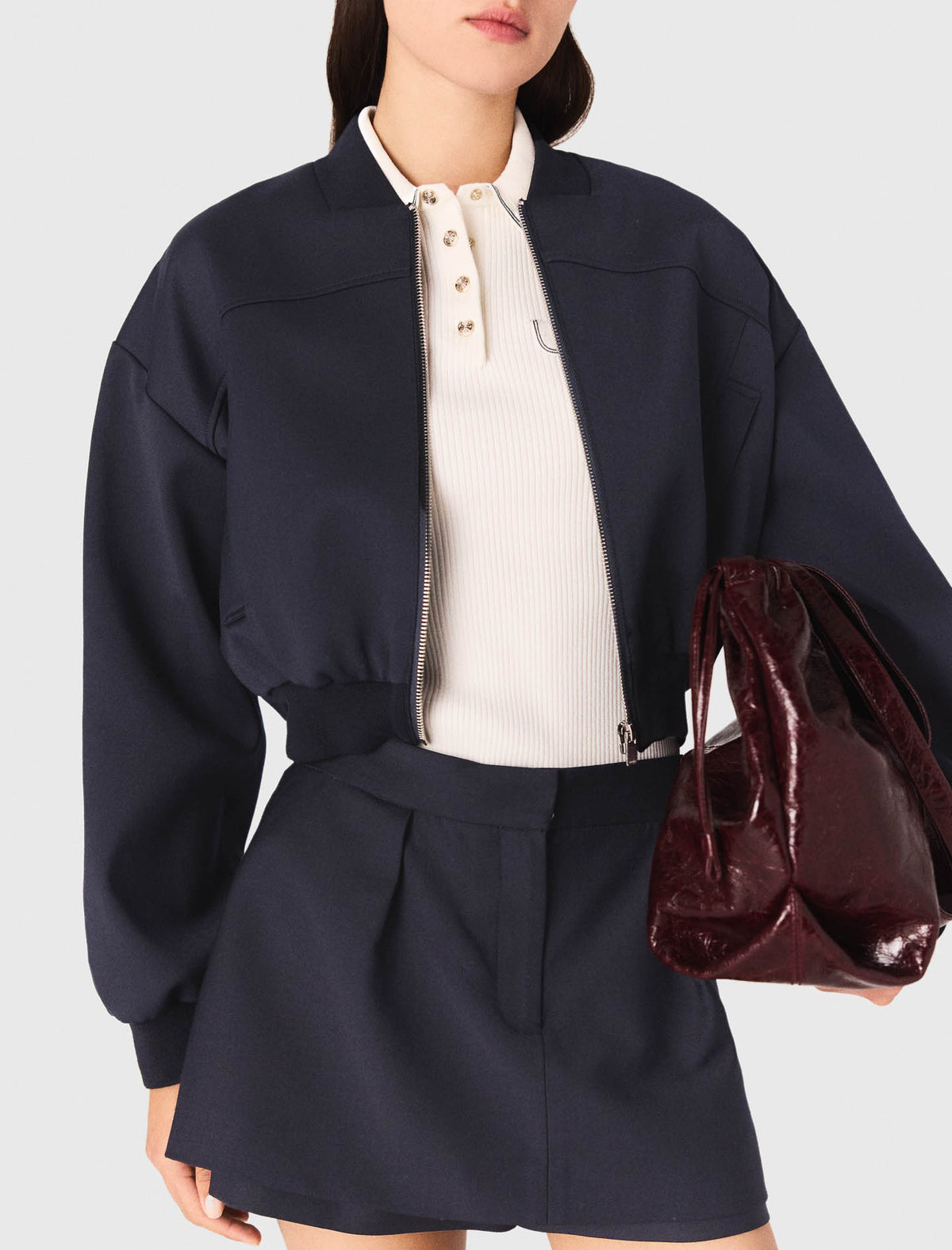 Bomber con cremallera de lana mixta