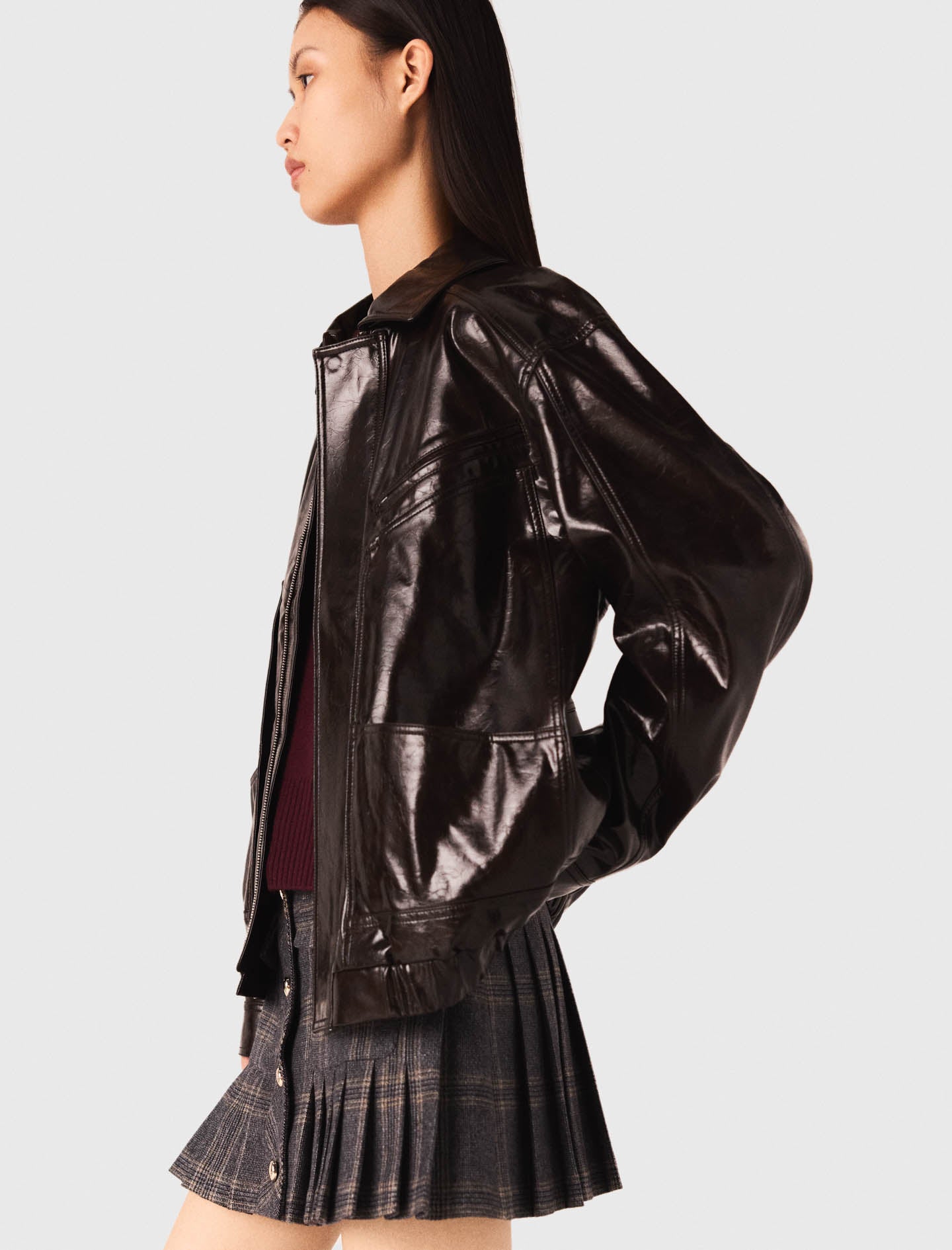Chaqueta de polipiel craquelada