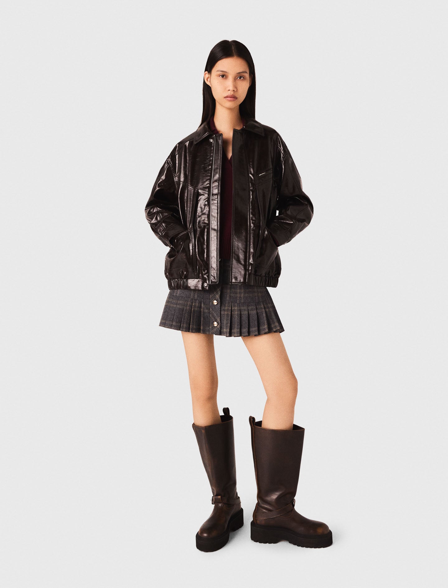 Chaqueta de polipiel craquelada