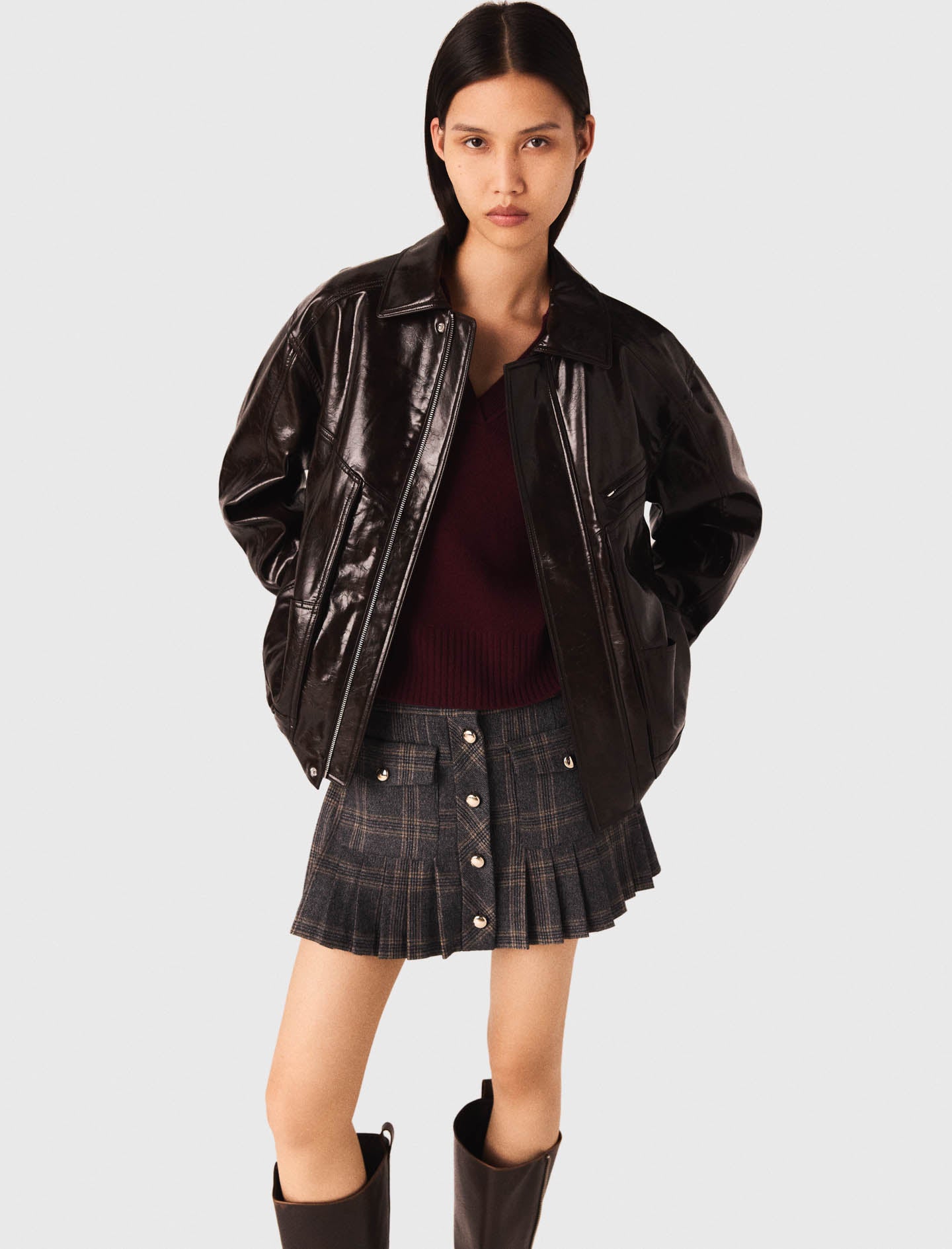 Chaqueta de polipiel craquelada