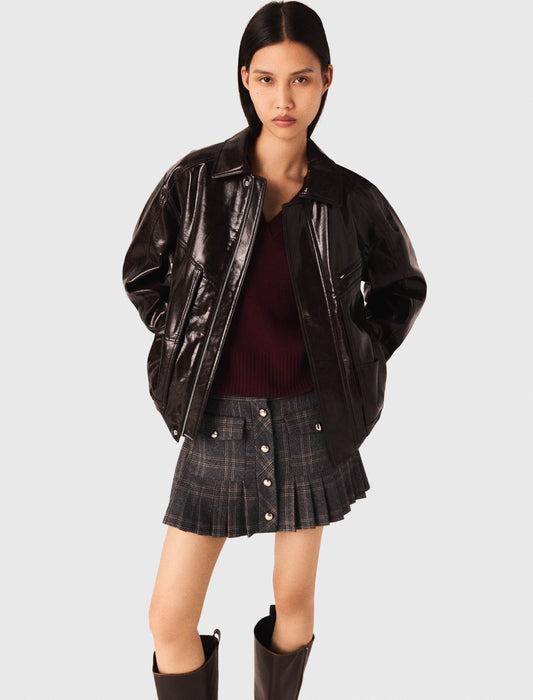 Chaqueta de polipiel craquelada