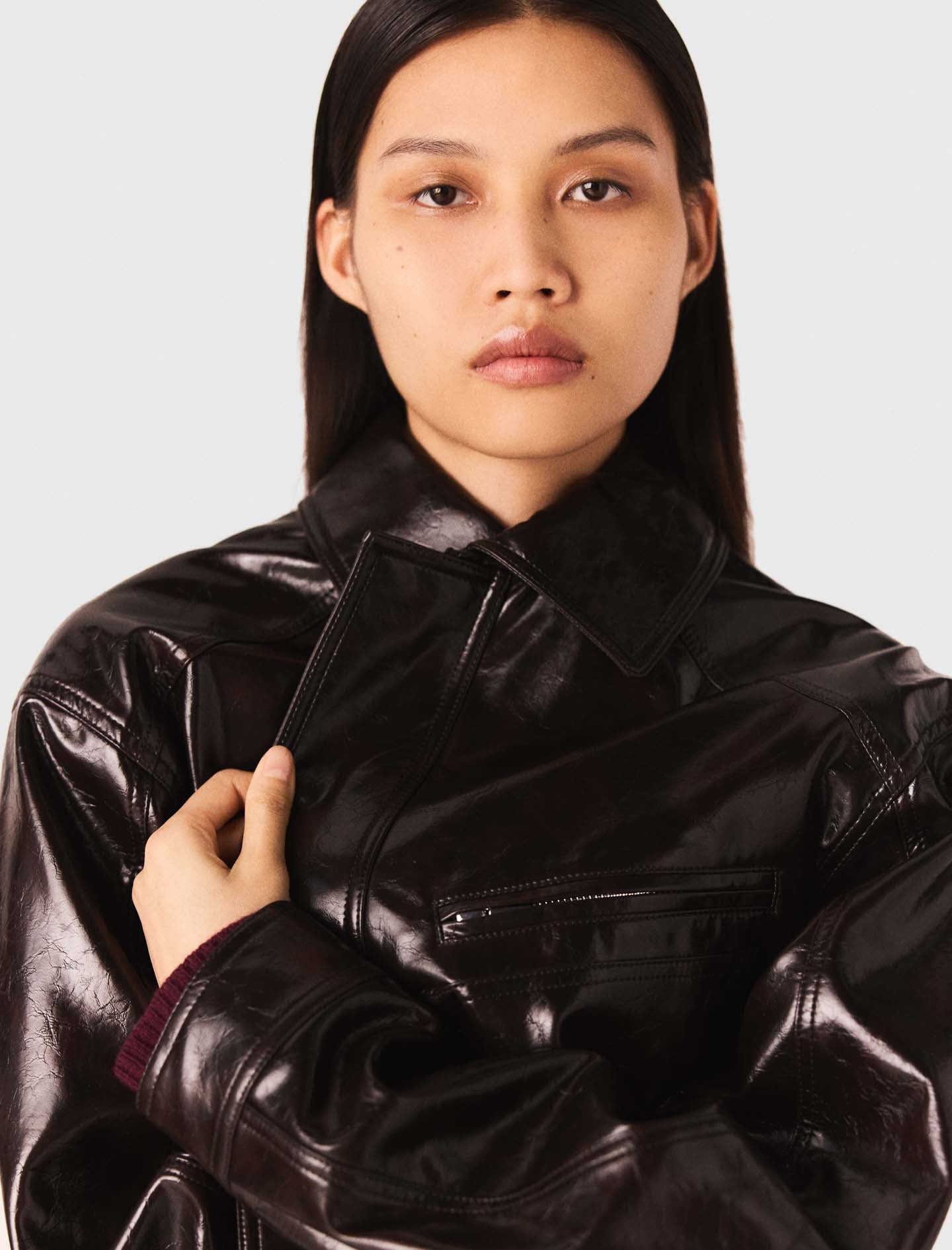 Chaqueta de polipiel craquelada