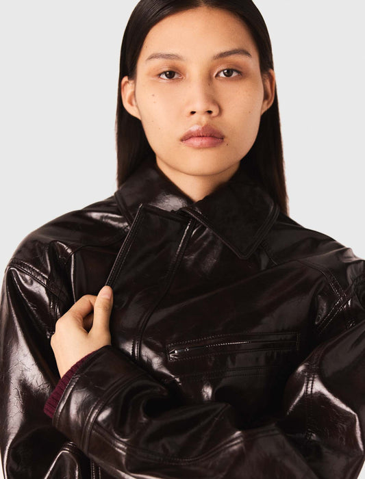 Chaqueta de polipiel craquelada