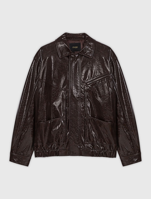 Chaqueta de polipiel craquelada