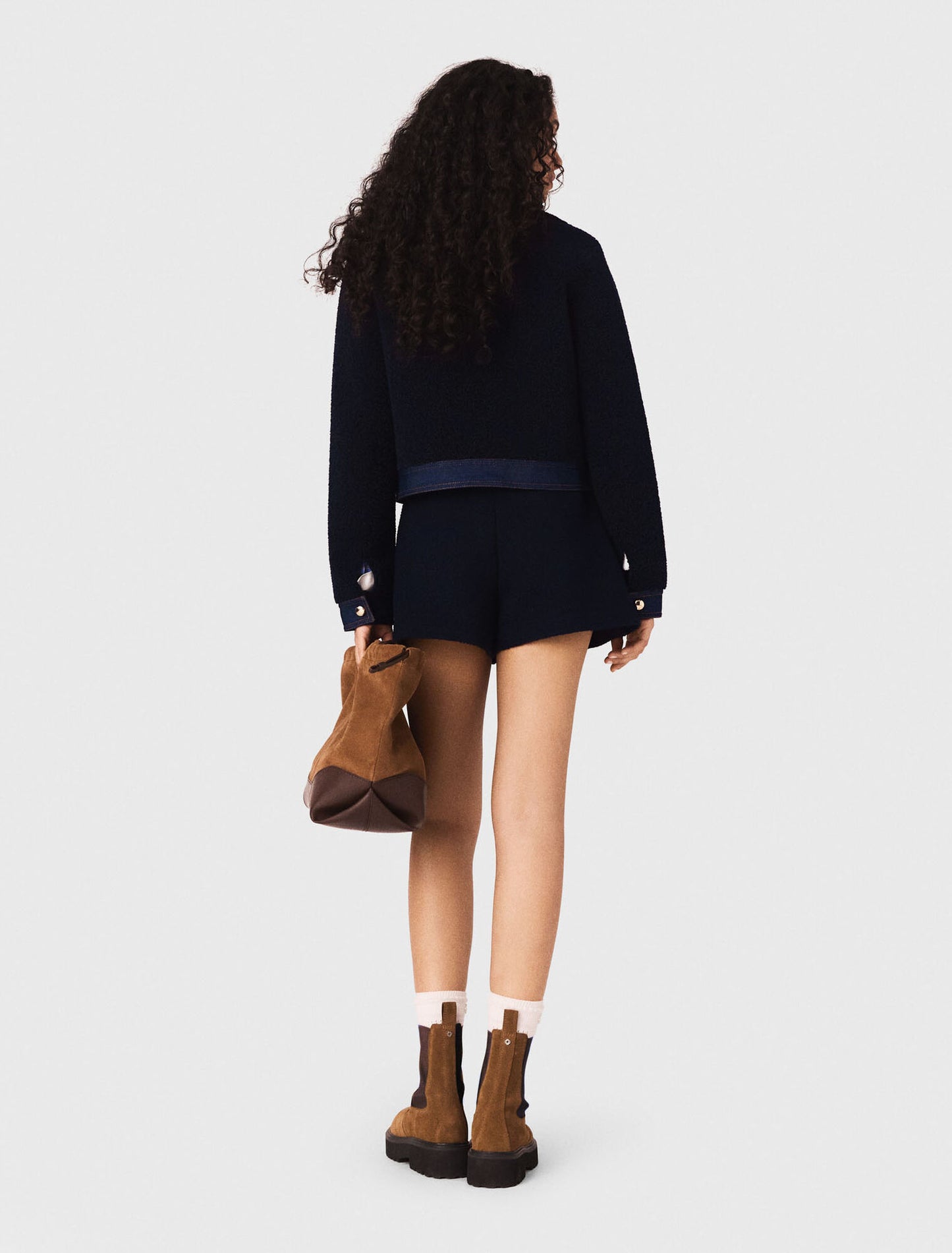 Cazadora de tejido rizado y denim