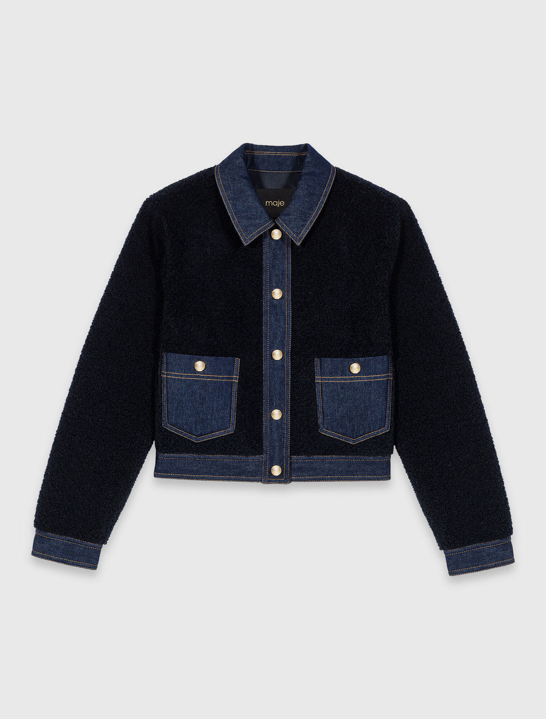 Cazadora de tejido rizado y denim