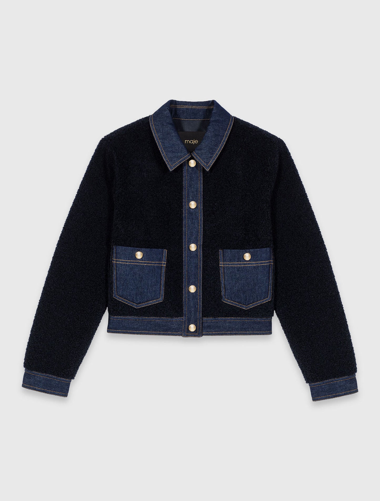 Cazadora de tejido rizado y denim