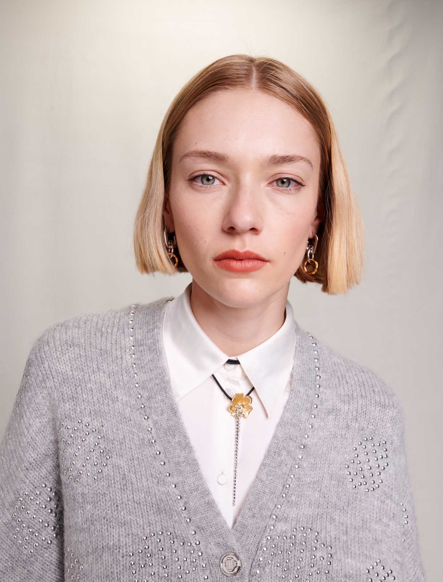 Jersey tipo cárdigan con cuello en V
