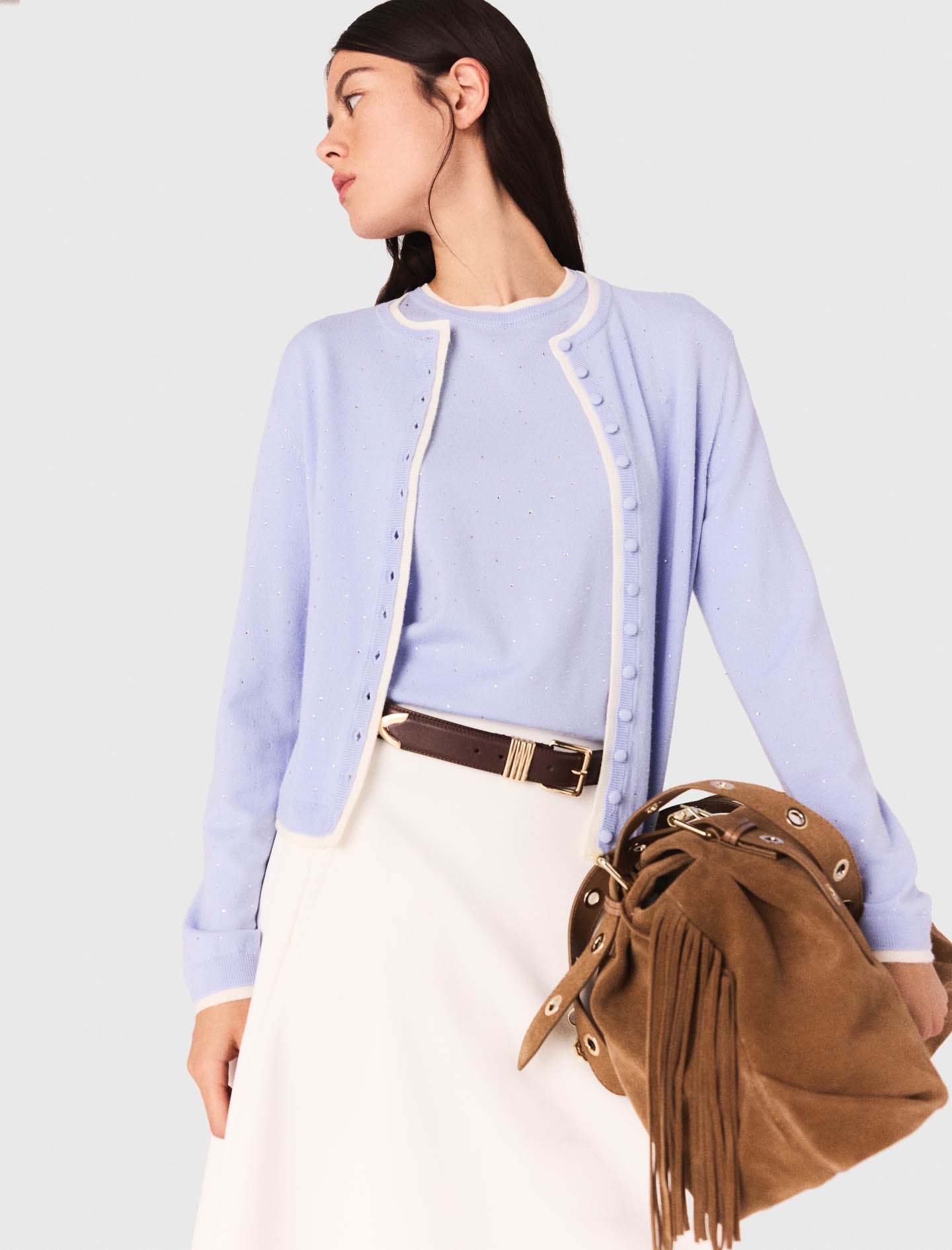 Cárdigan 100% lana con strass