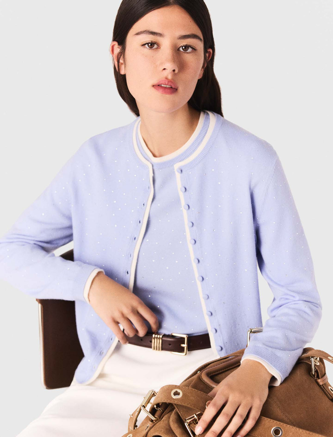 Cárdigan 100% lana con strass