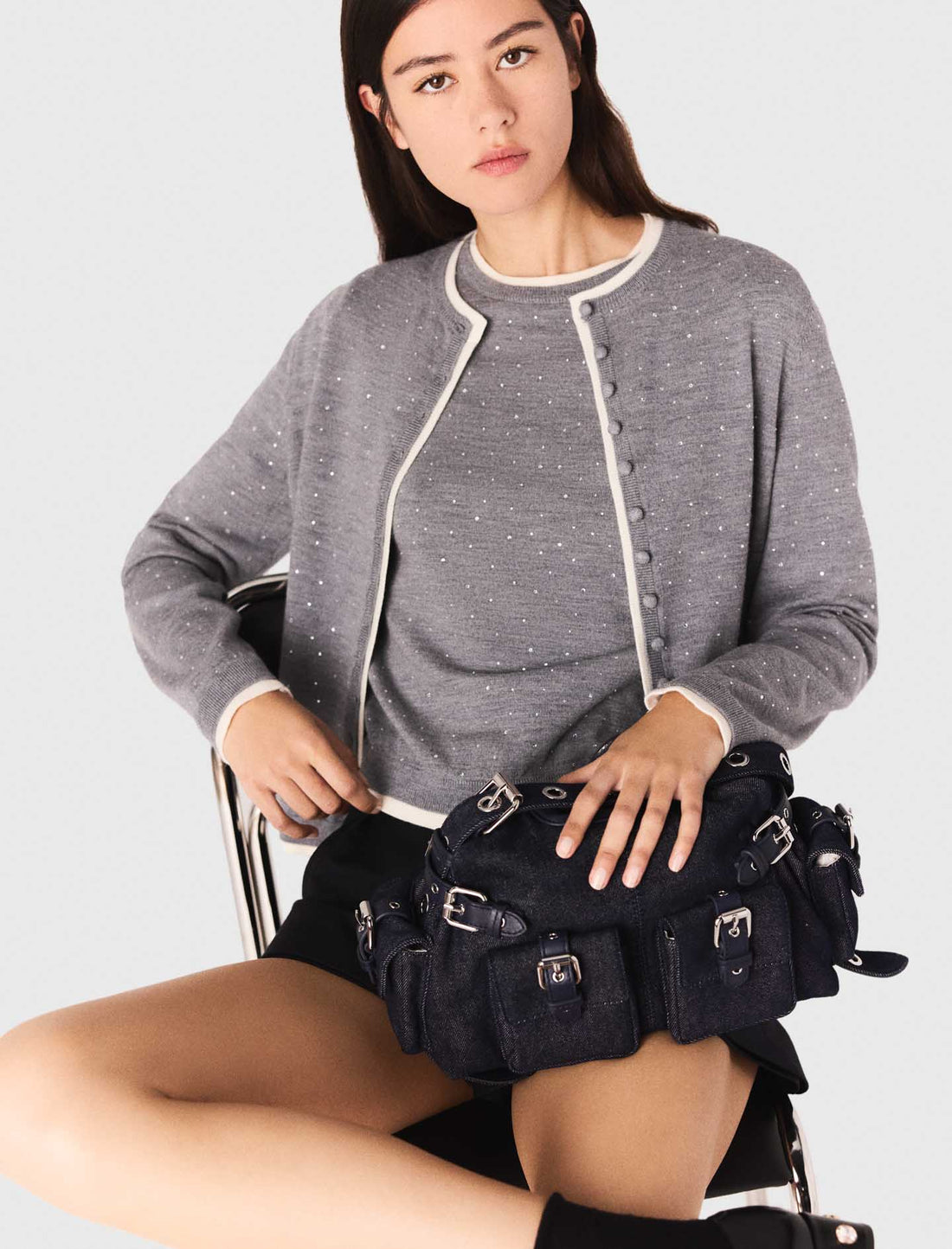 Cárdigan 100% lana con strass