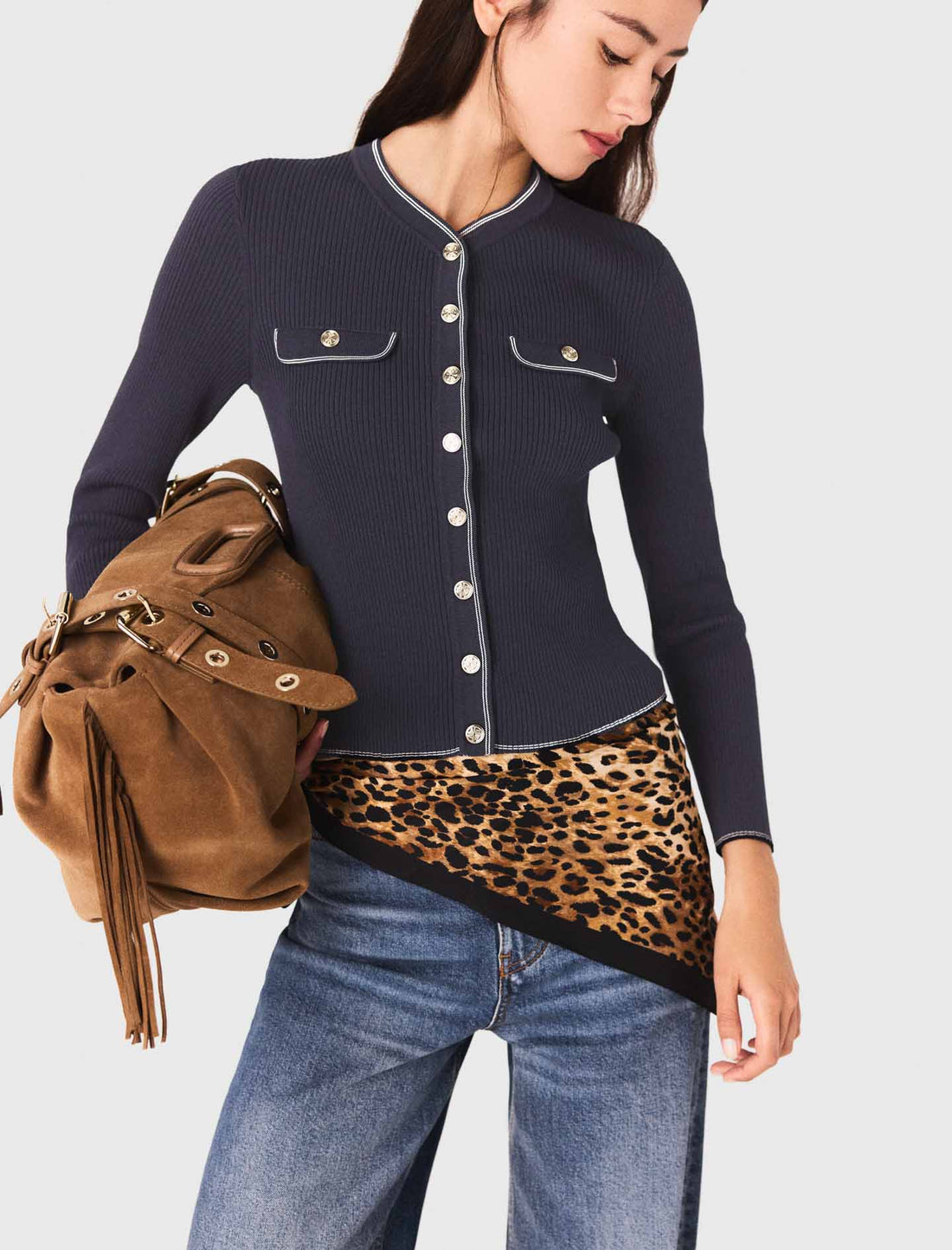 Cárdigan de punto de canalé