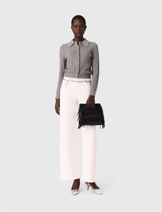 Cárdigan con cuello de strass