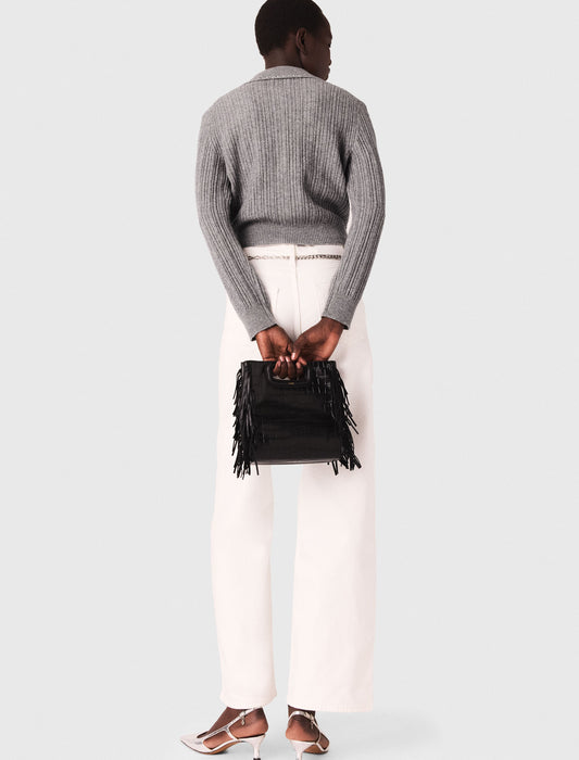 Cárdigan con cuello de strass