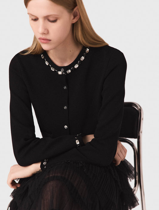 Cárdigan corto con detalles joya