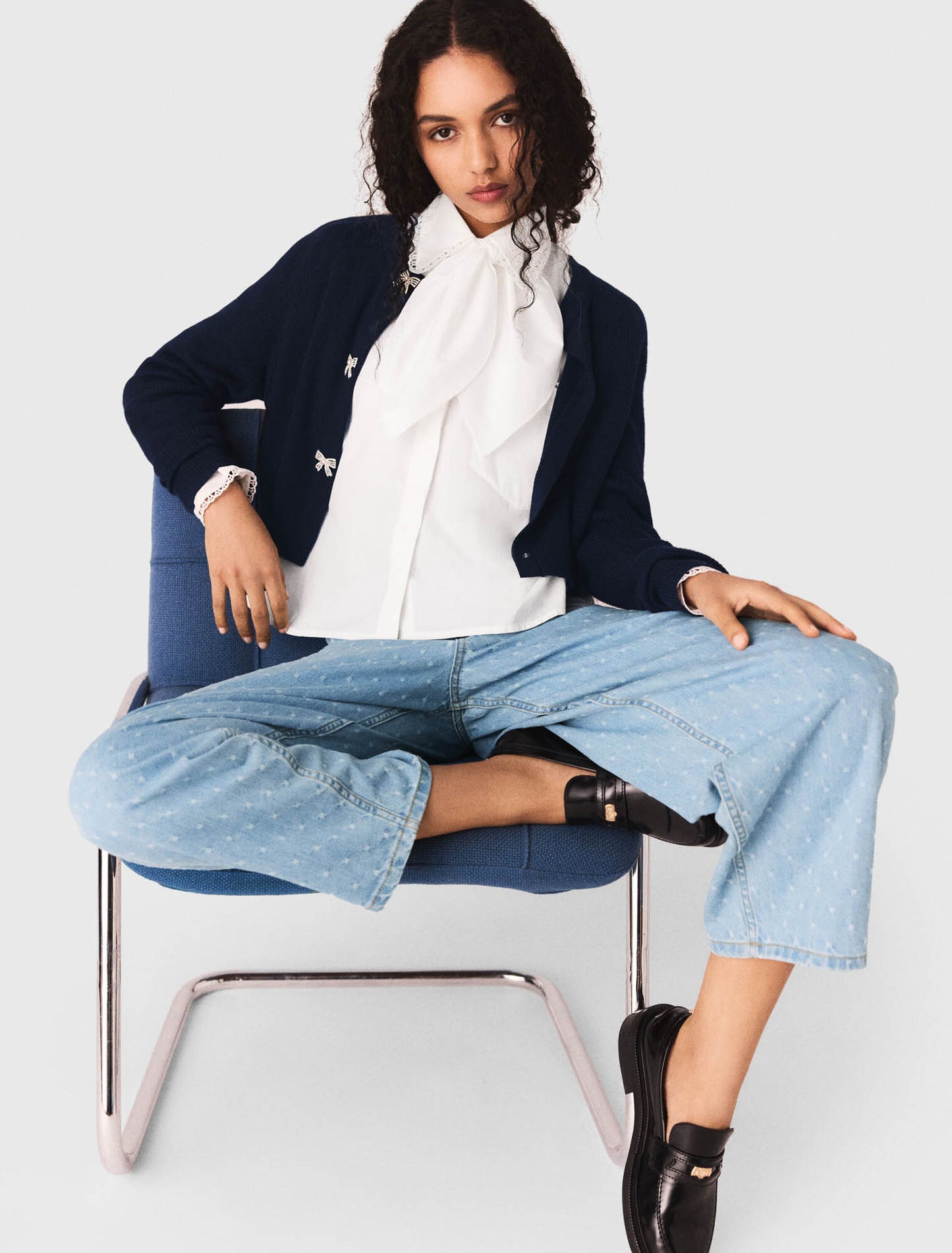 Cárdigan con botones lazo joya