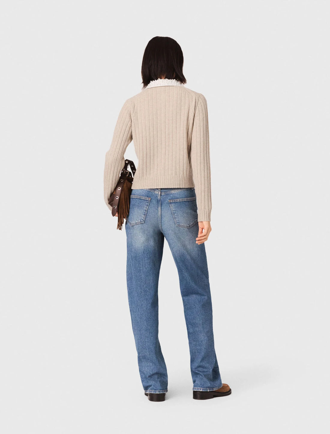 Cárdigan con cuello perlas quitapón