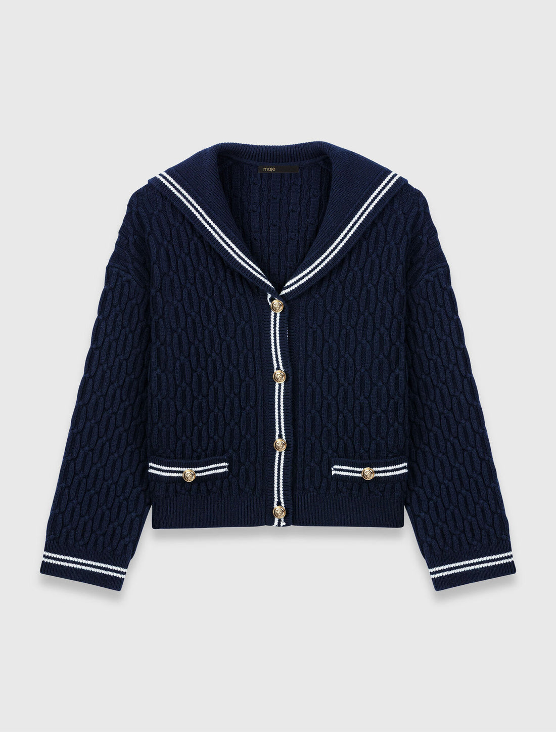Cárdigan trenzado cuello barco